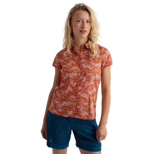 Seasalt Cornwall Rushmaker Shirt Echinacea Stems Dark Sienna
